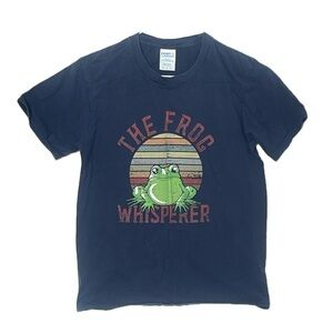 Kids unisex The Frog Whisperer navy blue short sleeve tee shirt size medium
